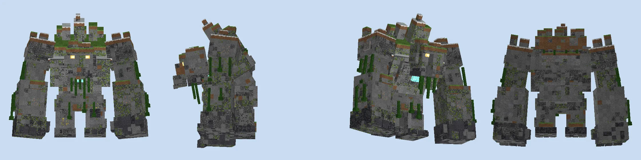 The Mountain Giant from the front, the side, three-quarters and the back